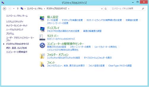 Windows8の「デスクトップのカスタマイズ」画面