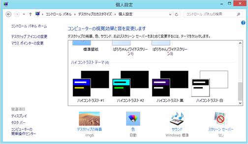 Windows8の「個人設定」画面